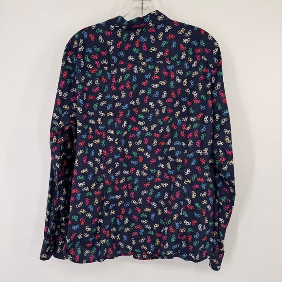 Talbots womens Button-Up Long Sleeve Shirt Bicycle Print 100% Cotton size XL - Picture 8 of 12